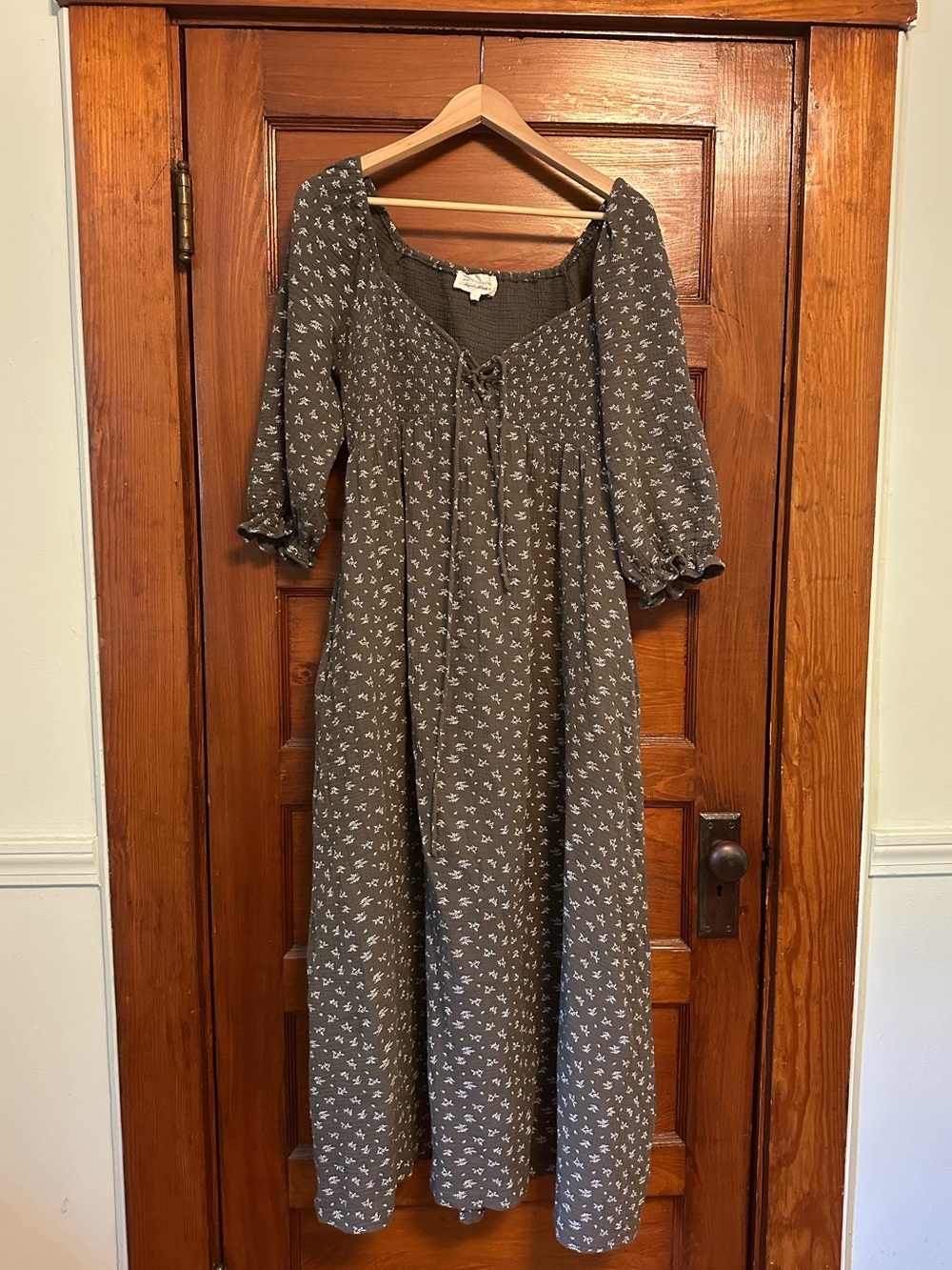 Worth Collective Cecilia 100% Cotton Smocked Maxi Dress Size Large